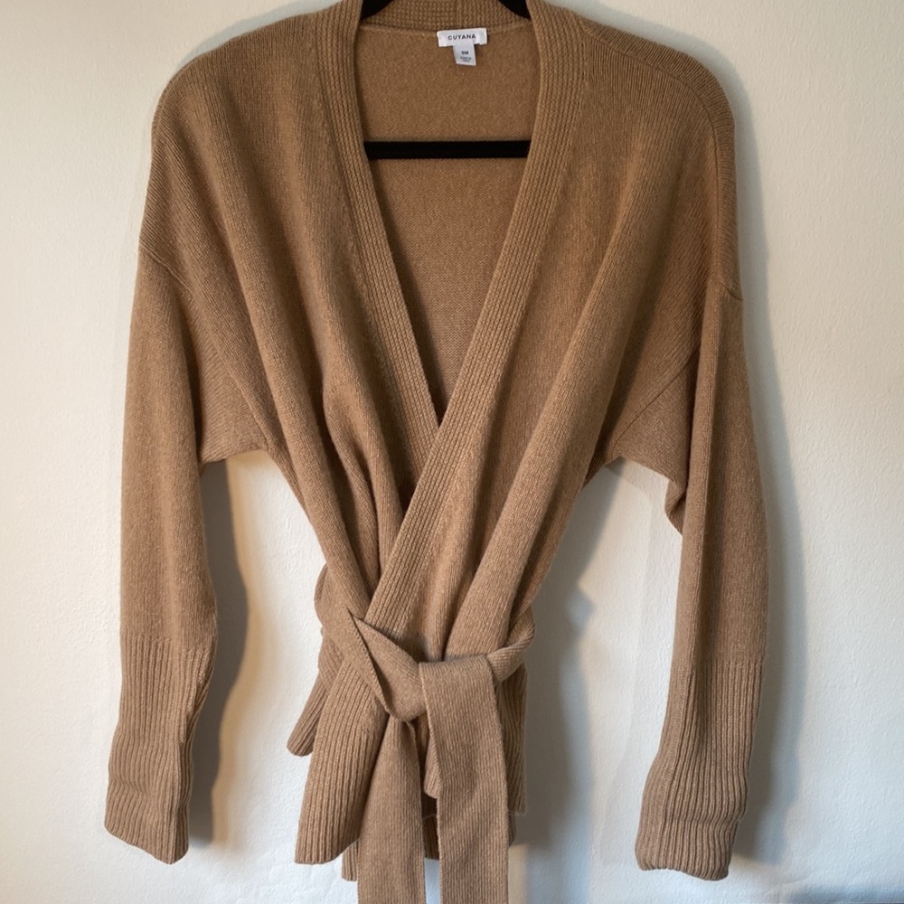 Cuyana cashmere blend sweater cardigan belted